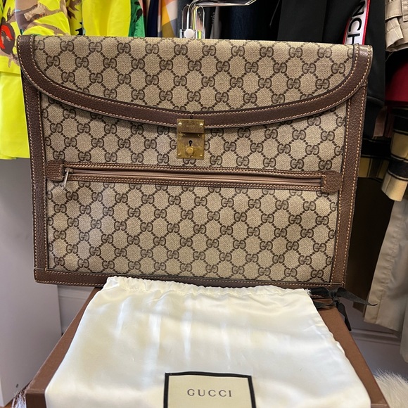 SOLD ‼️‼️Authentic GUCCI Clutch Bag GG PVC Leather Brown F5629 - Picture 10 of 14